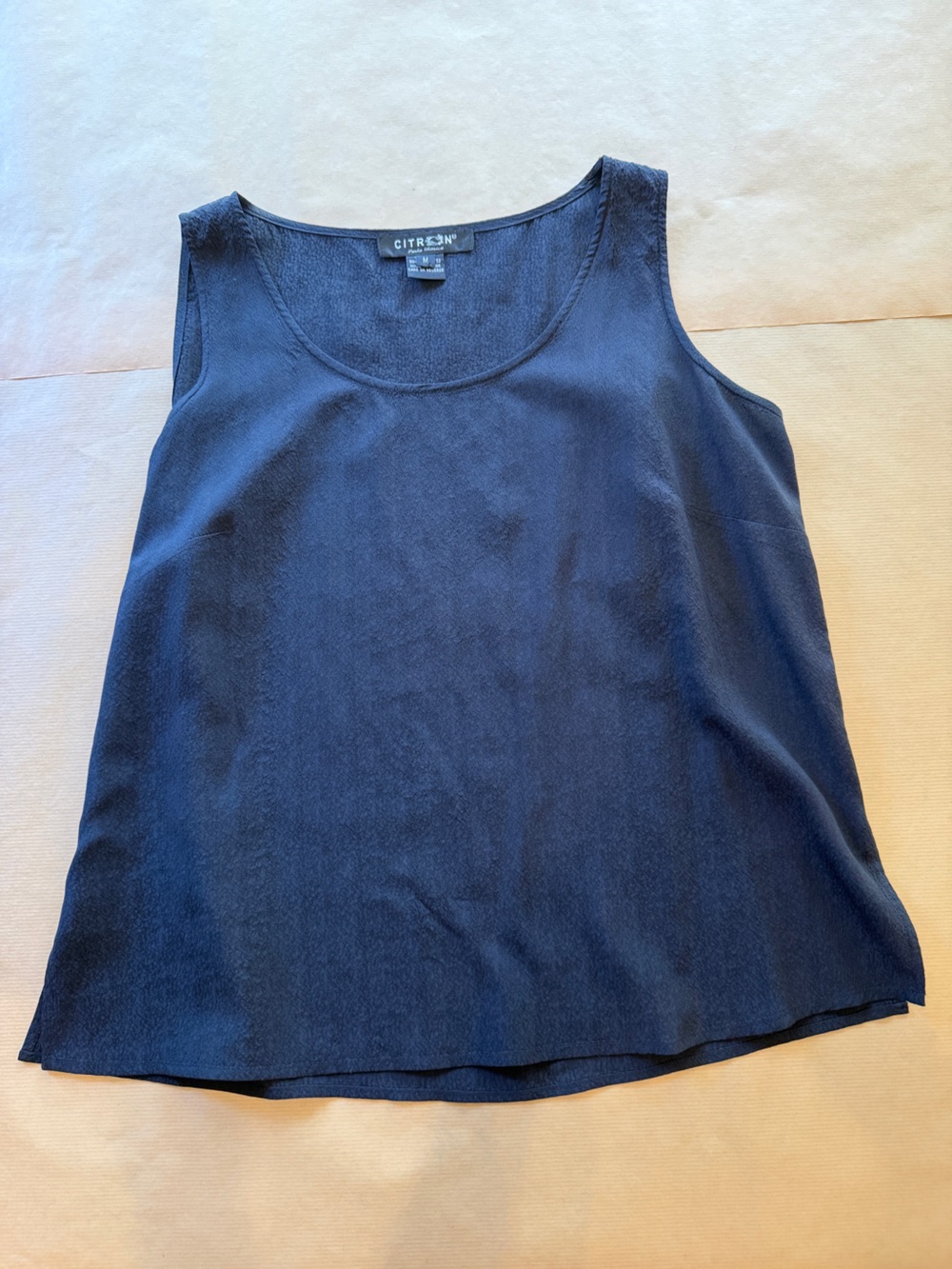 Citron Black Sleeveless Silk Tank Top